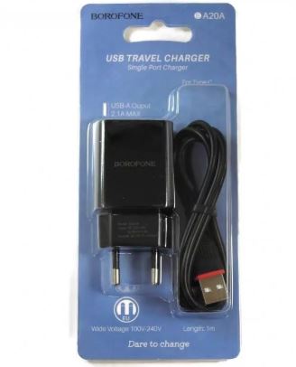 СЗУ BOROFONE BA20A  1 USB 2.1A + кабель TYPE-C