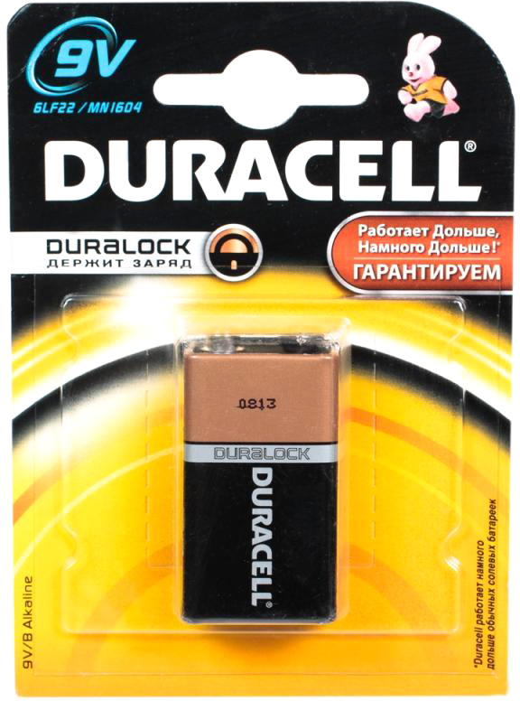 DURACELL (КРОНА-ALKALINE) 1BL (10) 1604A, 6LF22, 6LR61, MN1604, MX1604, 6LP3146. 26