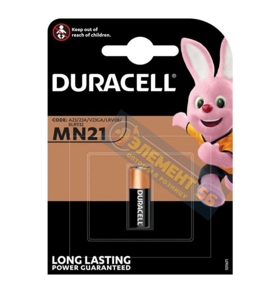 DURACELL A23, MN21, 23A, ANSI-1181A, 8LR23, 8LR932, GP23A, E23A, LRV08, V23GA 1BL (1) (10) 25