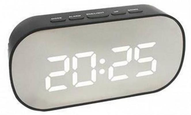 КОСМОС DT-6506 /6 Часы настольные зеркальные дата+темпер. (белый)