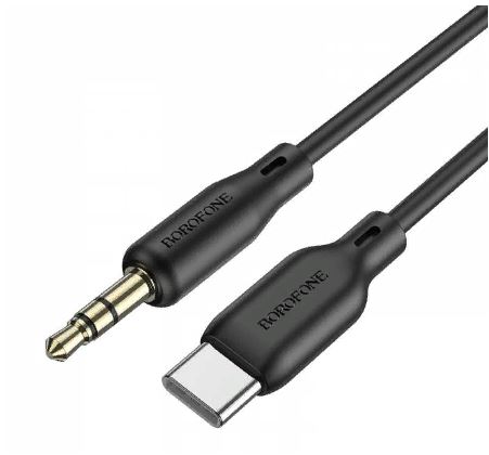 Переходник аудио BOROFONE BL18  TYPE-C-3.5JACK 1м силикон черный