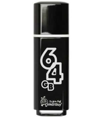 Флеш-карта SMART BUY 64GB GLOSSY SERIES черный глянец USB