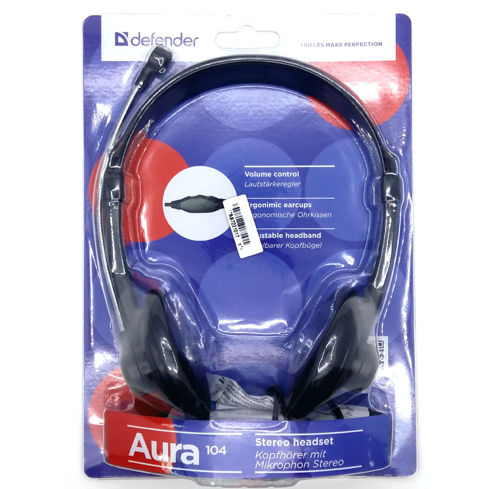 Наушники DEFENDER AURA-104 стерео-гарнитура полноразмерная черная