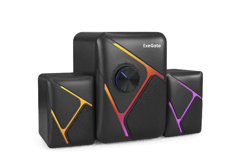 Колонки мультимедийные акустика  EXEGATE Accord 320 черные 2,1 usb. 5Bt--+2*3Bt. подсветка