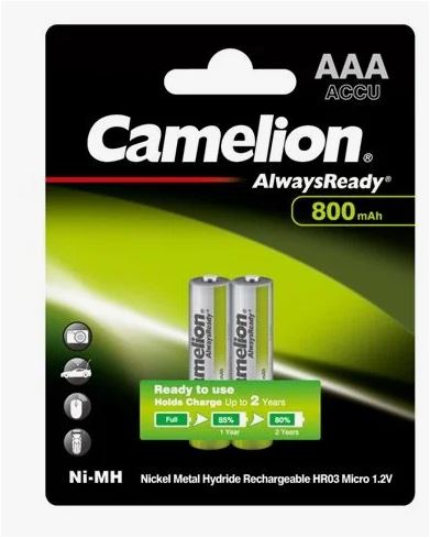 Аккумулятор CAMELION AAA, HR03 (800 mAh) AlwaysREADY RMN2400, А286, 24A, AM4, UM4, HP16 2BL
