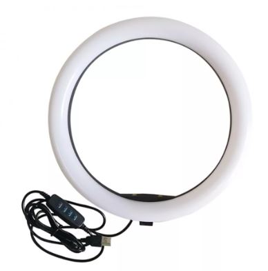 Селфи-лампа кольцевая 20см (USB, 3 режима света, регулятор яркости)