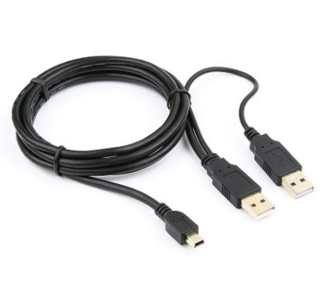 Кабель NINGBO  USB 2.0 AF > mini USB (5PIN) + доп.питание