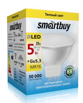 Лампа Smart Buy Светодиодная GU5.3 5W 3000 220V аналог галоген