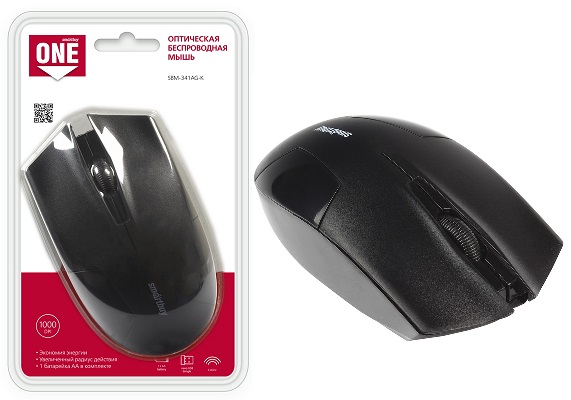Мышь беспроводная SMART BUY 341AG-K черная USB