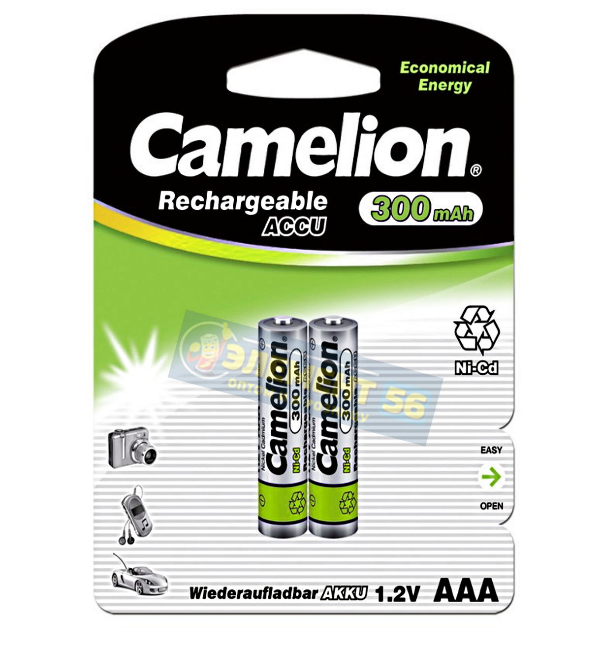 Аккумулятор CAMELION AAA, KR03 (300 mAh) MN2400, А286, 24A, AM4, UM4, HP16 2BL (2) (24) (480)