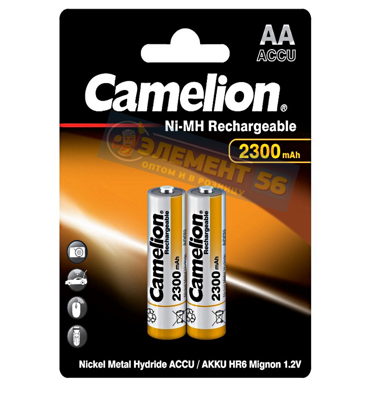 Аккумулятор CAMELION AA, HR6 (2300 mAh) MN1500, А316 2BL (2) (24) (384)