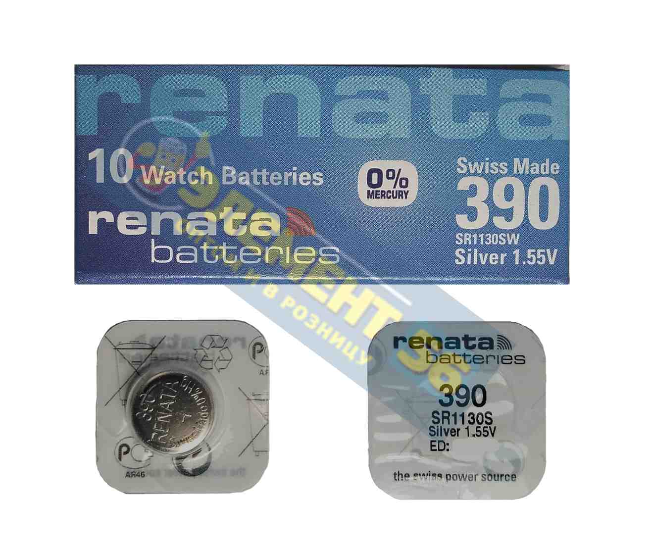 RENATA 390, 389, SR1130SW, SR54, SB-AU, RW39, LR54, G10, AG10, 189 (1) (10) (100) 25