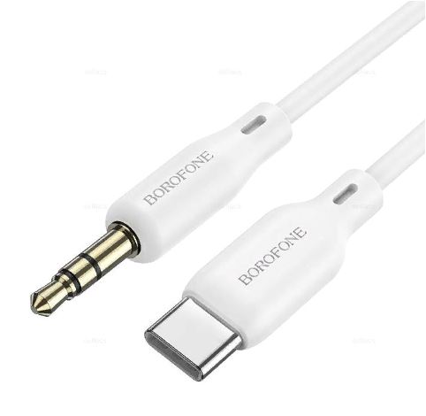 Переходник аудио BOROFONE BL18  TYPE-C-3.5JACK 1м силикон белый