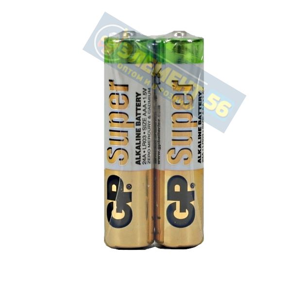 GP SUPER LR03, AAA, MN2400, А286, 24A, AM4, UM4, HP16 2SP БЕЗ БЛИСТЕРА (2)