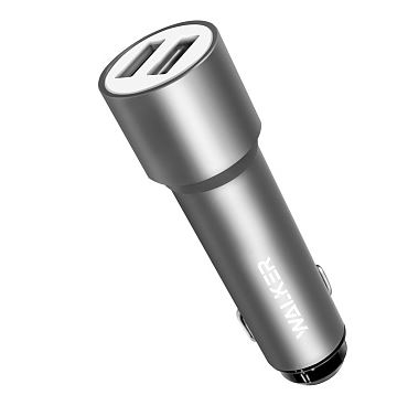 АЗУ 2 USB 2.4A WALKER WCR-22 удлинен. серый