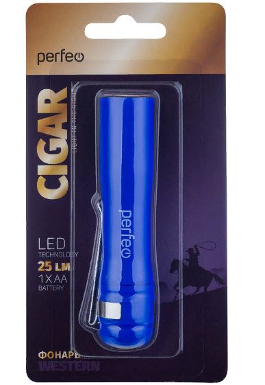 Фонарь PERFEO PF-C3017 CIGAR синий пластик 25Lm 0,5Вт 1AA