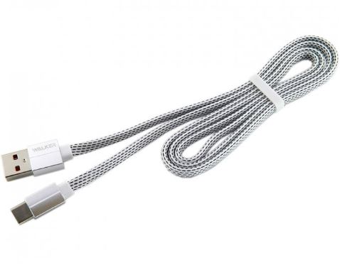 Кабель WALKER C755 Type-C(M) - USB (M) 1м 2.4A белый ткань