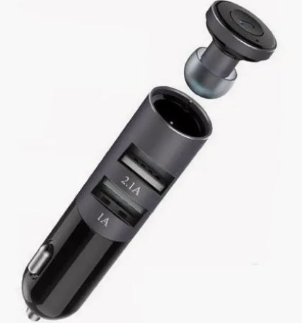 BLUETОOTH гарнитура REMAX RB-T11C  Bluetooth 4.1 + АЗУ 2USB 1A/2.1A черный