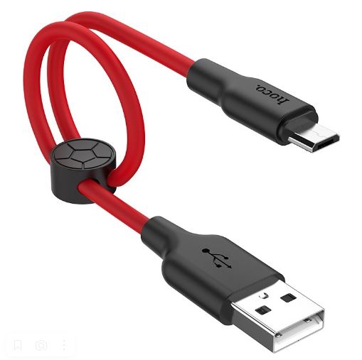 Кабель Hoco X21 PLUS colorful Micro 0,25м 2.4A силикон красный