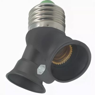 Переходник с цоколя E27 на 2хE14 черный Ecola A7E24BEAY