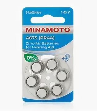 MINAMOTO ZA675 6BL 1.45V (PR44,V675A,AC675) для слуховых аппаратов 26