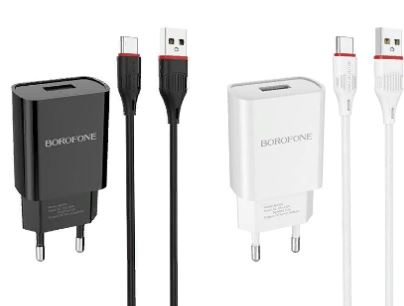 СЗУ BOROFONE BA20A  1 USB 2.1A + кабель MicroUSB черный