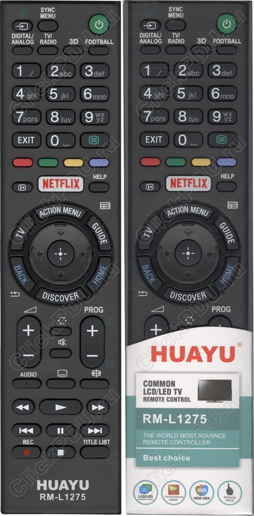 Пульт для телевизора SONY HUAYU RM-L1275 корпусRMT-TX101D универсальный