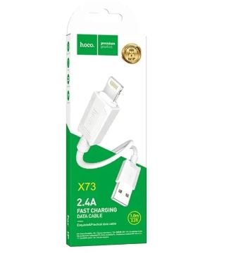 Кабель Hoco X73 2,4A  Lightning 8-pin USB ПВХ 1м белый