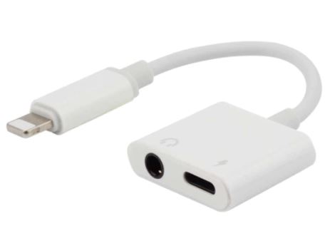 Переходник- разветвитель APPLE 8pin (ЗУ+AUX)  0.10m BOROFONE BV12