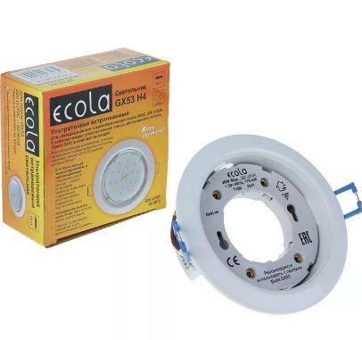 Светильник ECOLA  GX53 H4  FW53P2ECB  белый 38*106