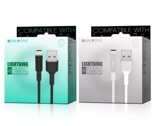 Кабель BOROFONE BX1  USB -iPHONE 5X 1,0м 2.4 A белый