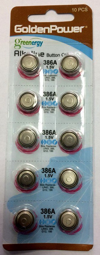 GOLDEN POWER AG12, G12, 186, 386, LR43, SR43W (10) (250)