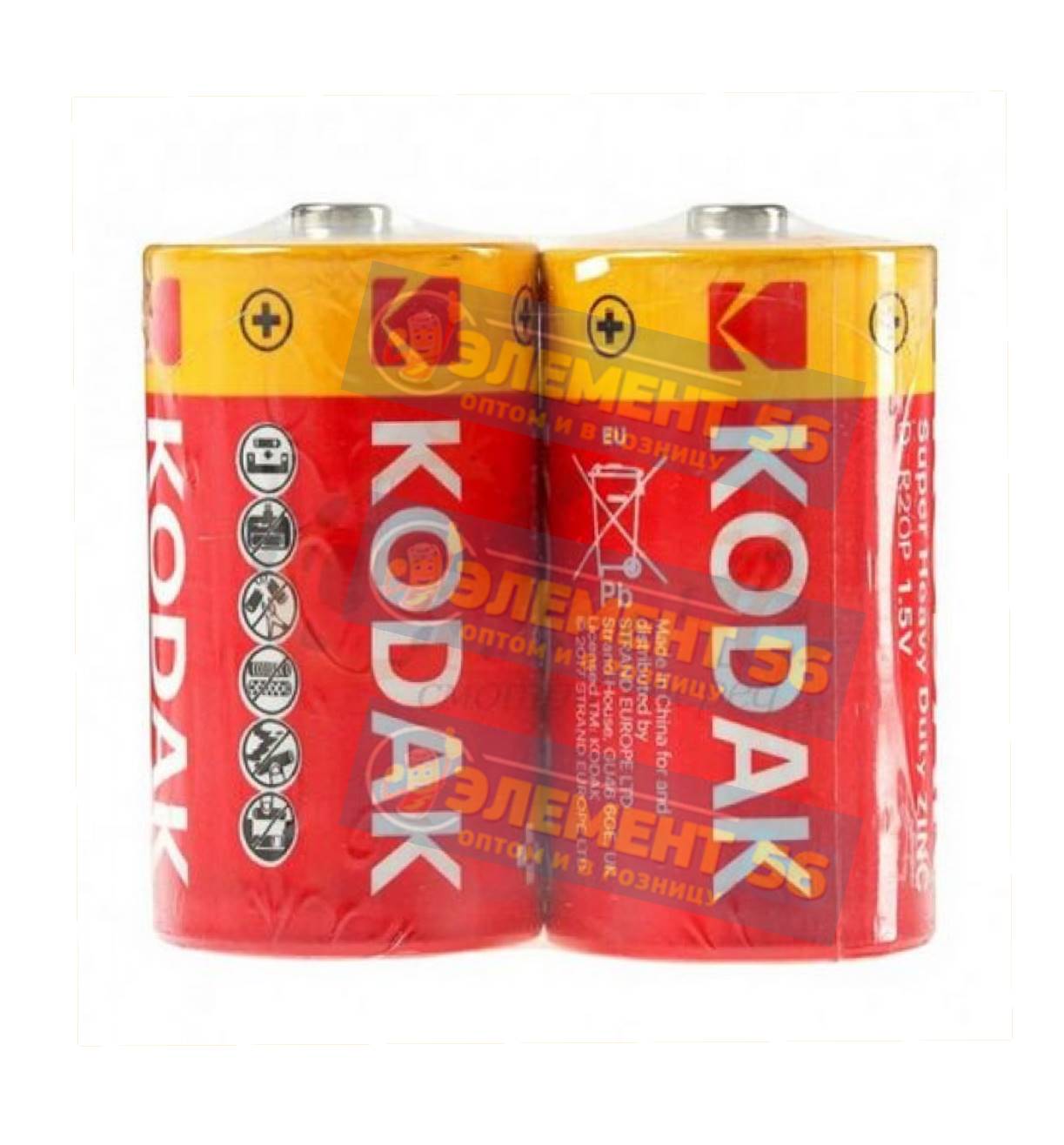 KODAK Super Heavy Duty R20, 373, 13D, D БЕЗ БЛИСТЕРА (2) (24) (144) 25