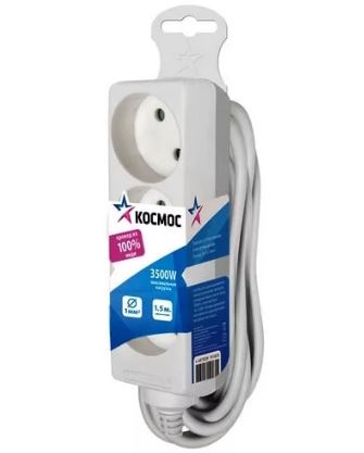 Удлинитель КОСМОС  (3 роз.) длина=1,5м Б/з 3500Вт 16A