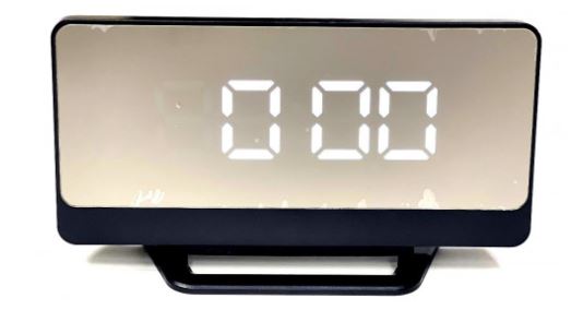 X068L/6 Часы настольные зеркальные дата+темпер. (белый)