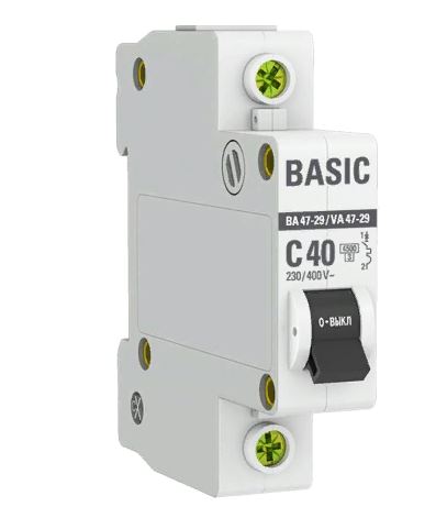 Авт.выкл. BA47-29 1P 40A 4.5kA mcb4729-1-40C EKF BASIC