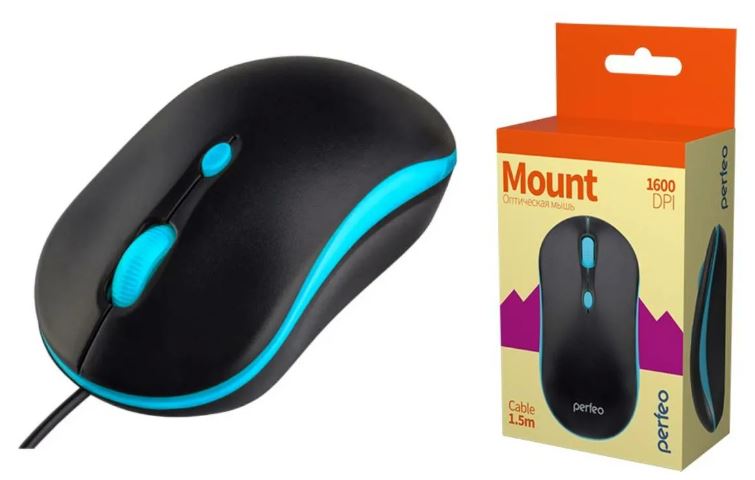 Мышь PERFEO PF-A4510 MOUNT оптическая 3 кн 800dpi USB голубая