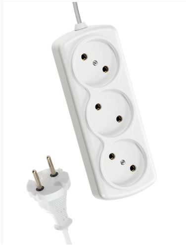 Удлинитель КОСМОС  (3 роз.) длина=1.5 б/з ШВВП 1300 Вт 6A YKsm1.5-3g/6A/E