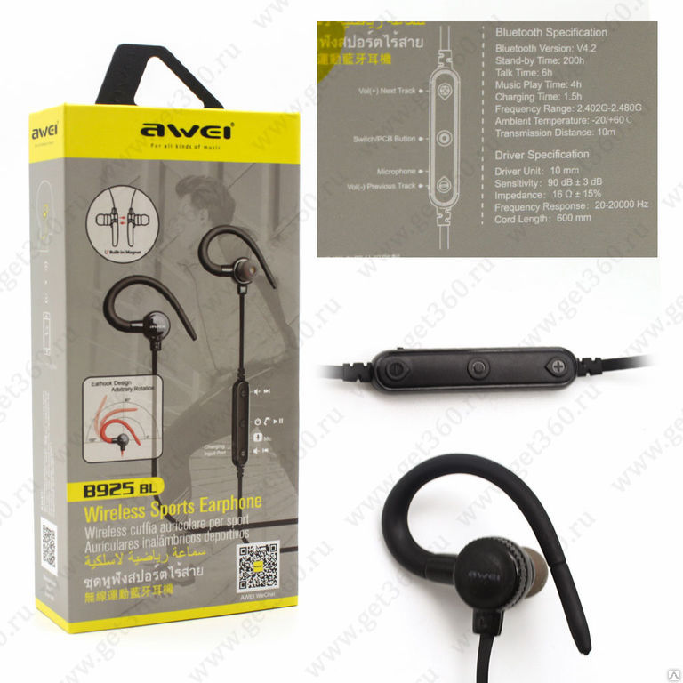 Наушники беспроводные Awei B925 BL черный