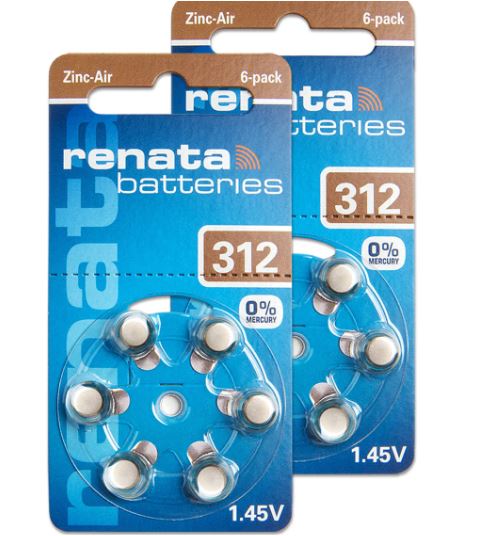 RENATA ZA312 6BL 1.45V 170mAh (PR41,AC312,DA312) для слуховых аппаратов 27