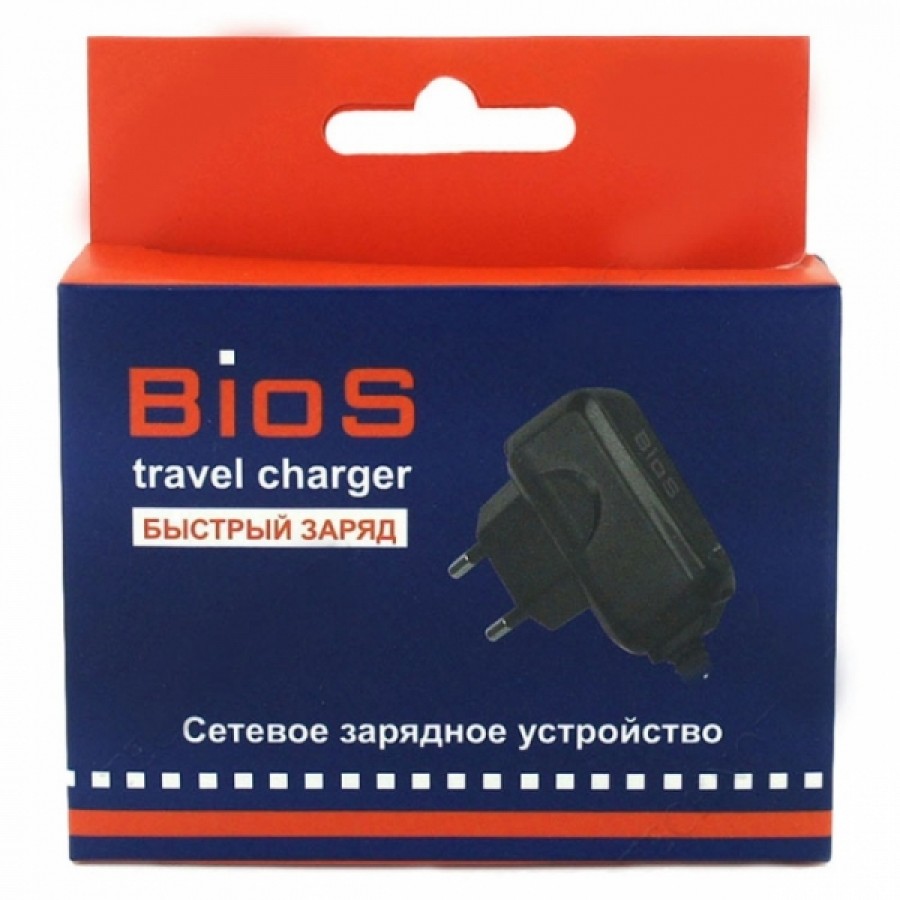 СЗУ BIOS для microUSB 1000mAh быстрый заряд черное