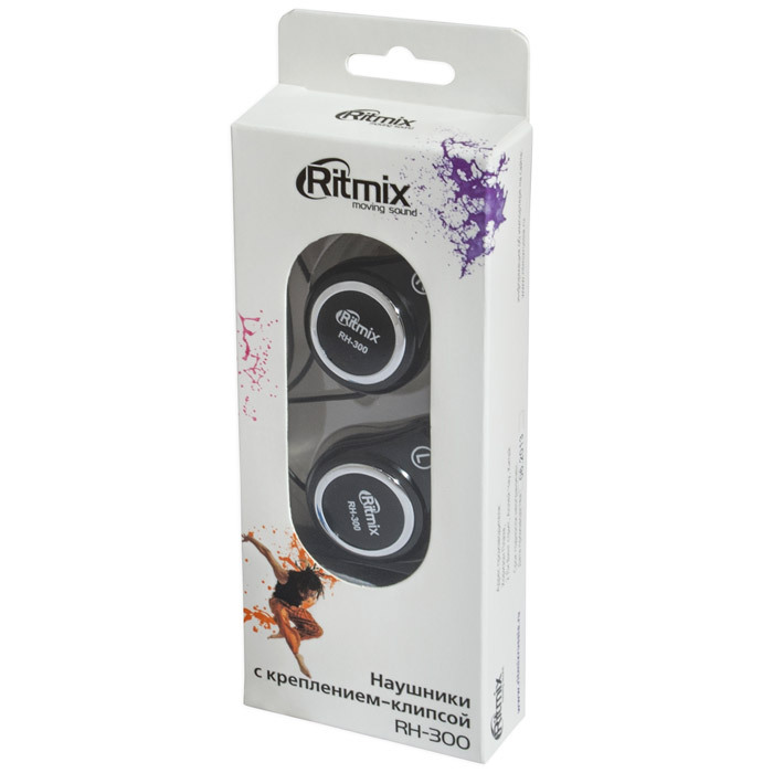 Наушники RITMIX RH-300 BLACK накладные креплние-клипса 16-22000Гц