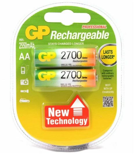 Аккумулятор GP AA, HR6 (2700 mAh) MN1500, А316 2BL (2) (24) (384)