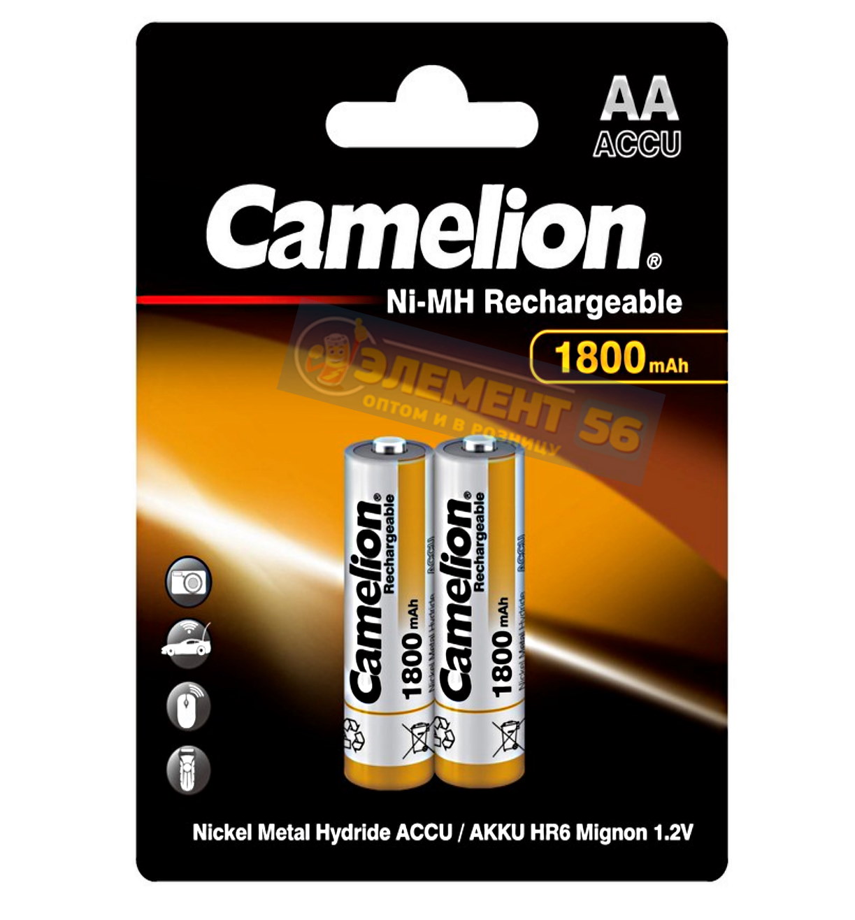 Аккумулятор CAMELION AA, HR6 (1800 mAh) MN1500, А316 2BL (2) (24) (384)