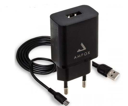 СЗУ AMFOX AH-45  2,1А 1USB (micro) черный