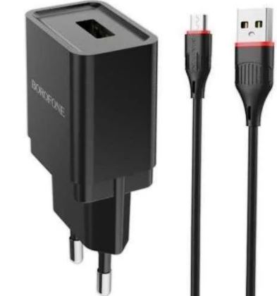 СЗУ BOROFONE BA19A  1 USB 1A + кабель MicroUSB черный