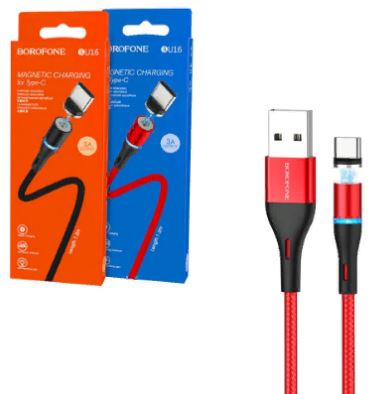 Кабель BOROFONE BU16  Type-C магнит. 1,2м красный